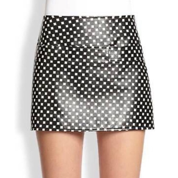 Marc by Marc Jacobs Checkered Leather Mini Skirt - Picture 1 of 7